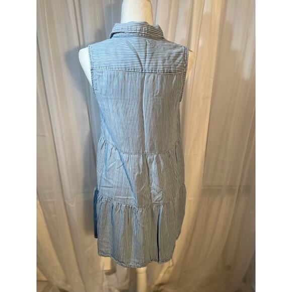 Velvet Heart Size Small Collette Sleeveless Boho Dress Blue/White Strip Chambray - Picture 3 of 5